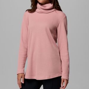 Columbia Women’s Holly Hideaway Pink Waffle Cowl Neck Pullover Sweater